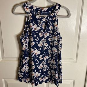 Fortune + Ivy Womens Floral Halter Neck Sleeveless Tank Top Blue Medium NWOT